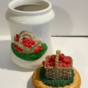 Farmhouse Apple Themed Storage Jar with Wood Topper